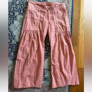 Contrast Wide Leg Pants in Pink size Small